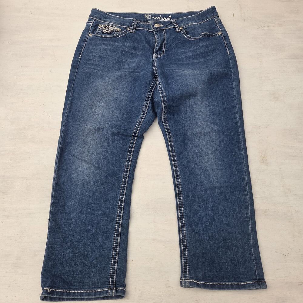ND Weekend Jeans Womens Size 10 Cross Flap Pockets Capris Thick Stitch Western